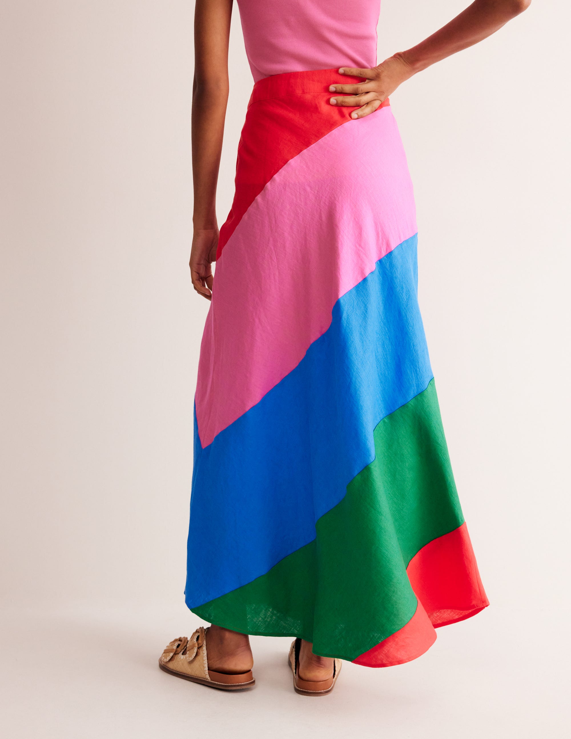 Patchwork Bias-Cut Slip Skirt