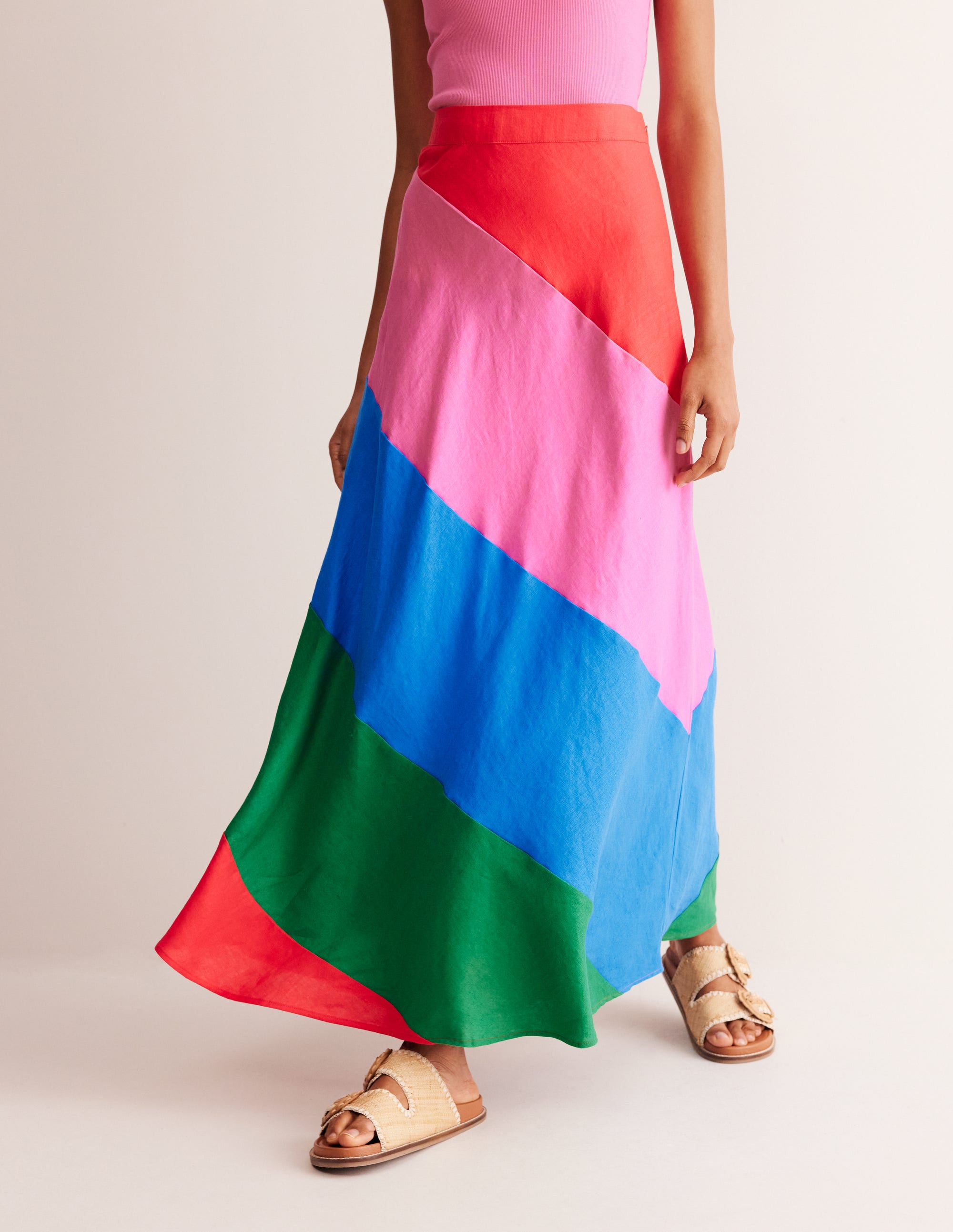 Patchwork Bias-Cut Slip Skirt