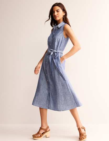 Kate Linen Midi Shirt Dress