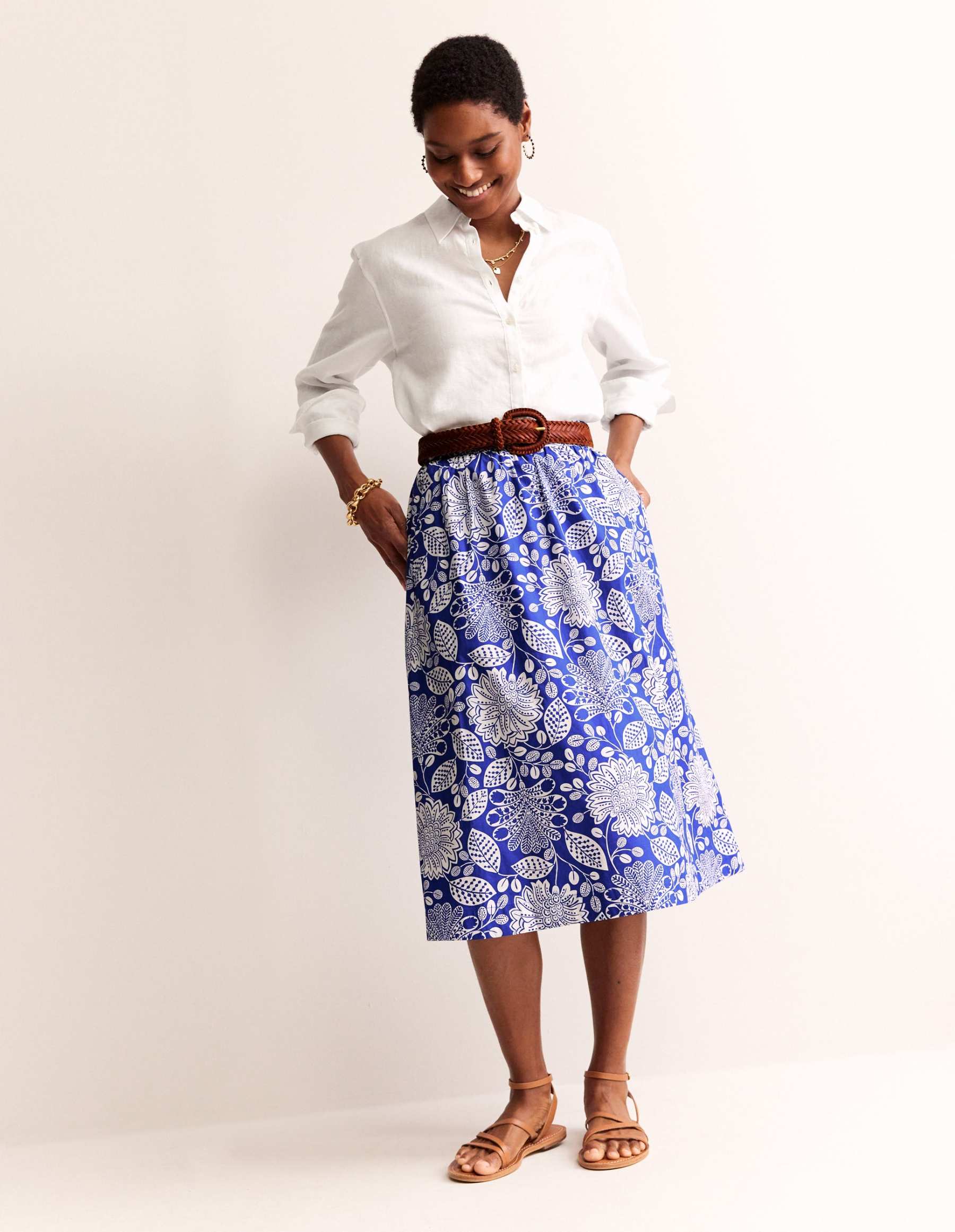 Hattie Poplin Midi Skirt