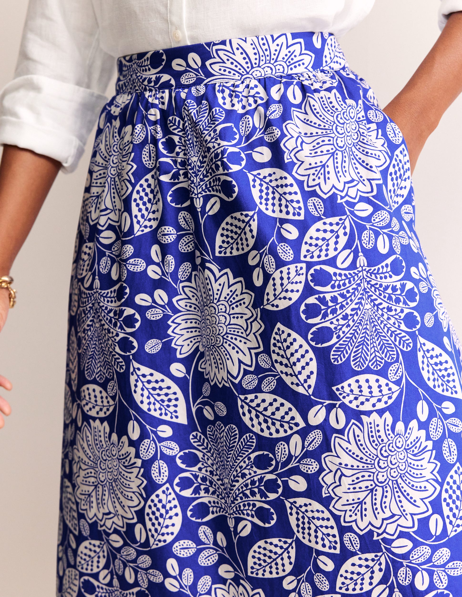 Hattie Poplin Midi Skirt