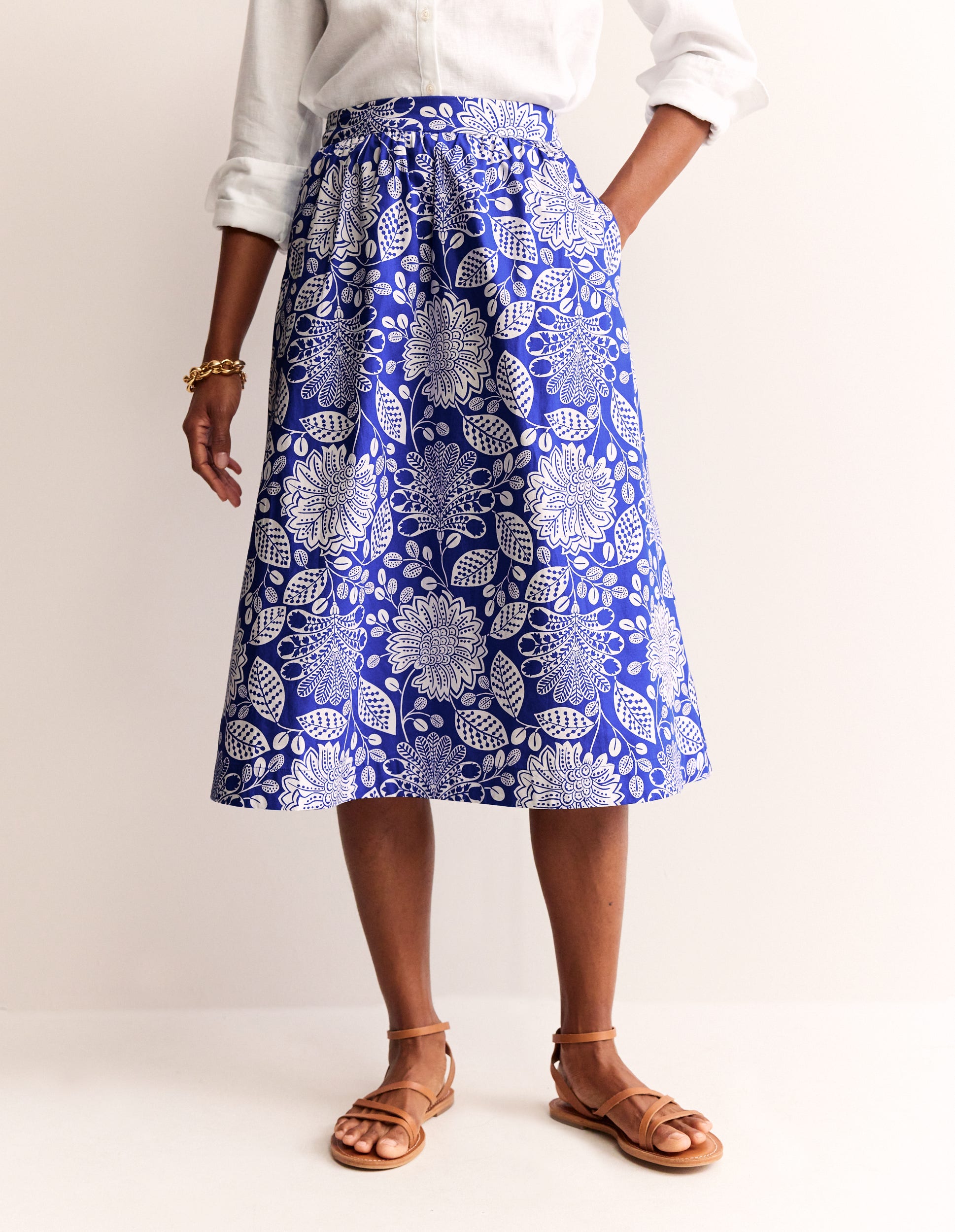 Hattie Poplin Midi Skirt