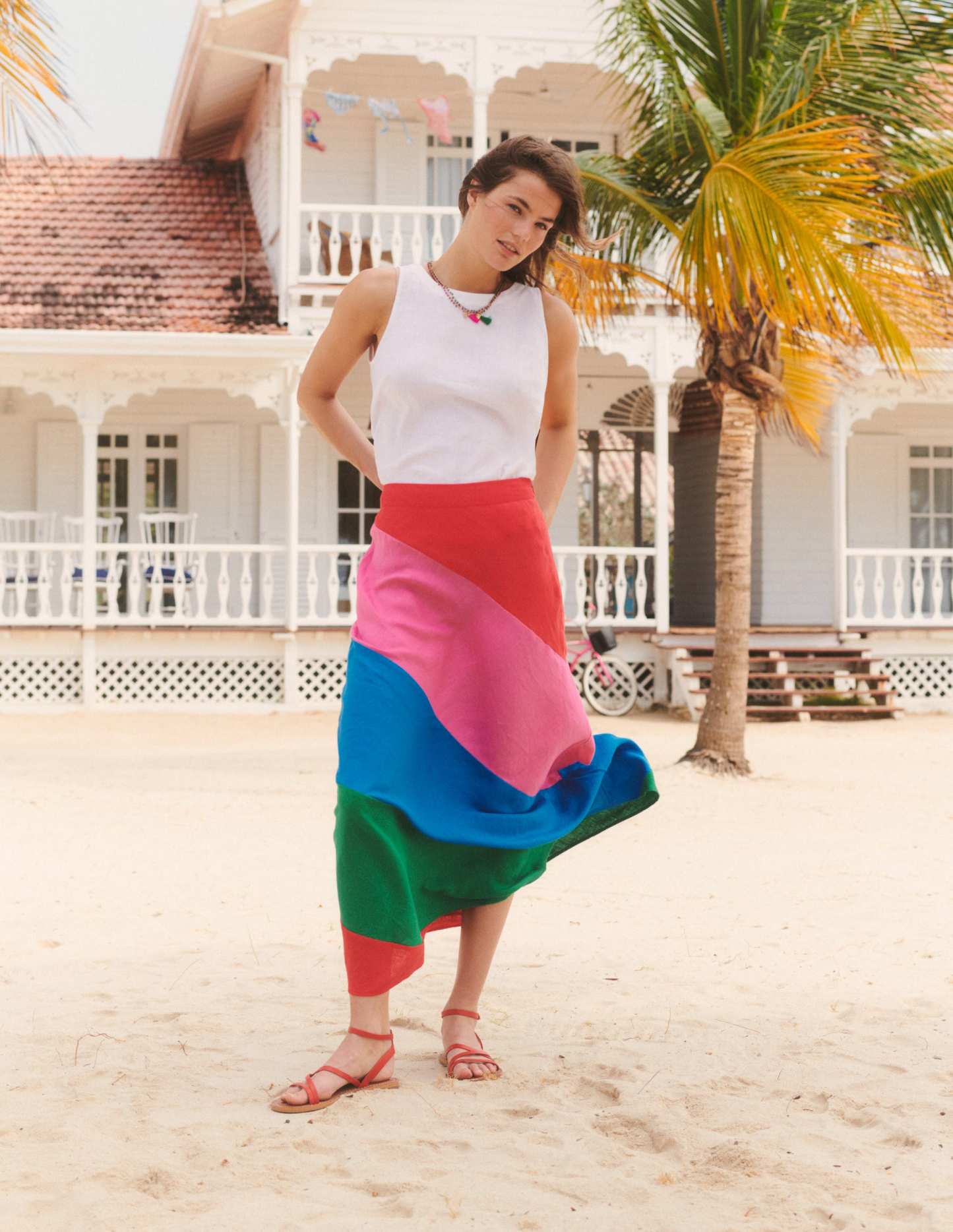 Patchwork Bias-Cut Slip Skirt