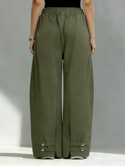 Hiphop Cool Girl Style Pleated Cuffed Lantern Pants