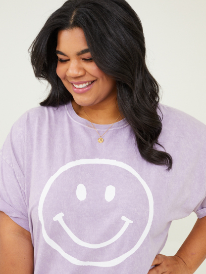 Smiley Face Oversized Tee