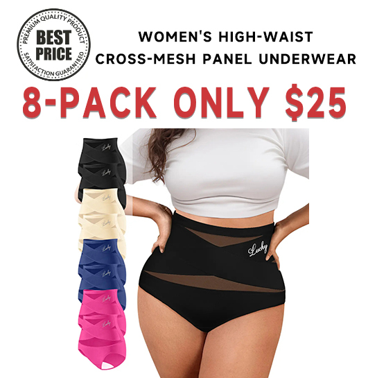 Women's Cross-Mesh Panel High-Waist Panties 