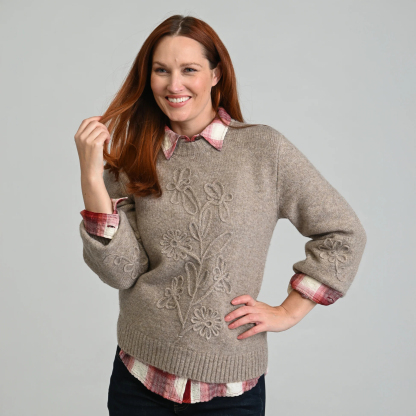 Textured Floral Sweater