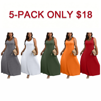 Elegant Plus Size Women's Solid Color Sleeveless Vest Dress