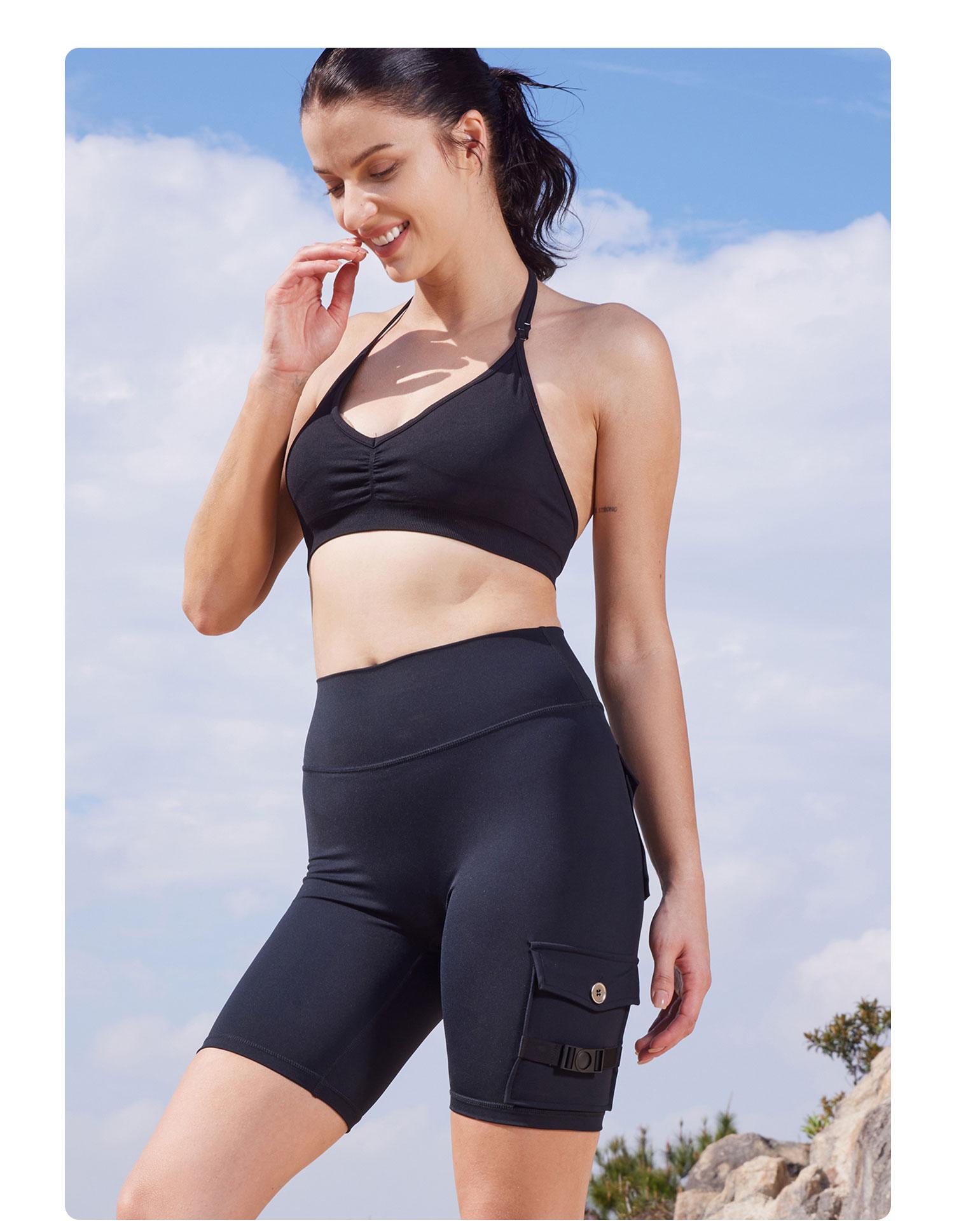 YEOREO CoreFlex Women's Workout Biker Shorts with Cargo Pockets Hidden Scrunch High Waisted 8" Inseam Gym Shorts for Summer Squat-Proof & Comfortable Fit