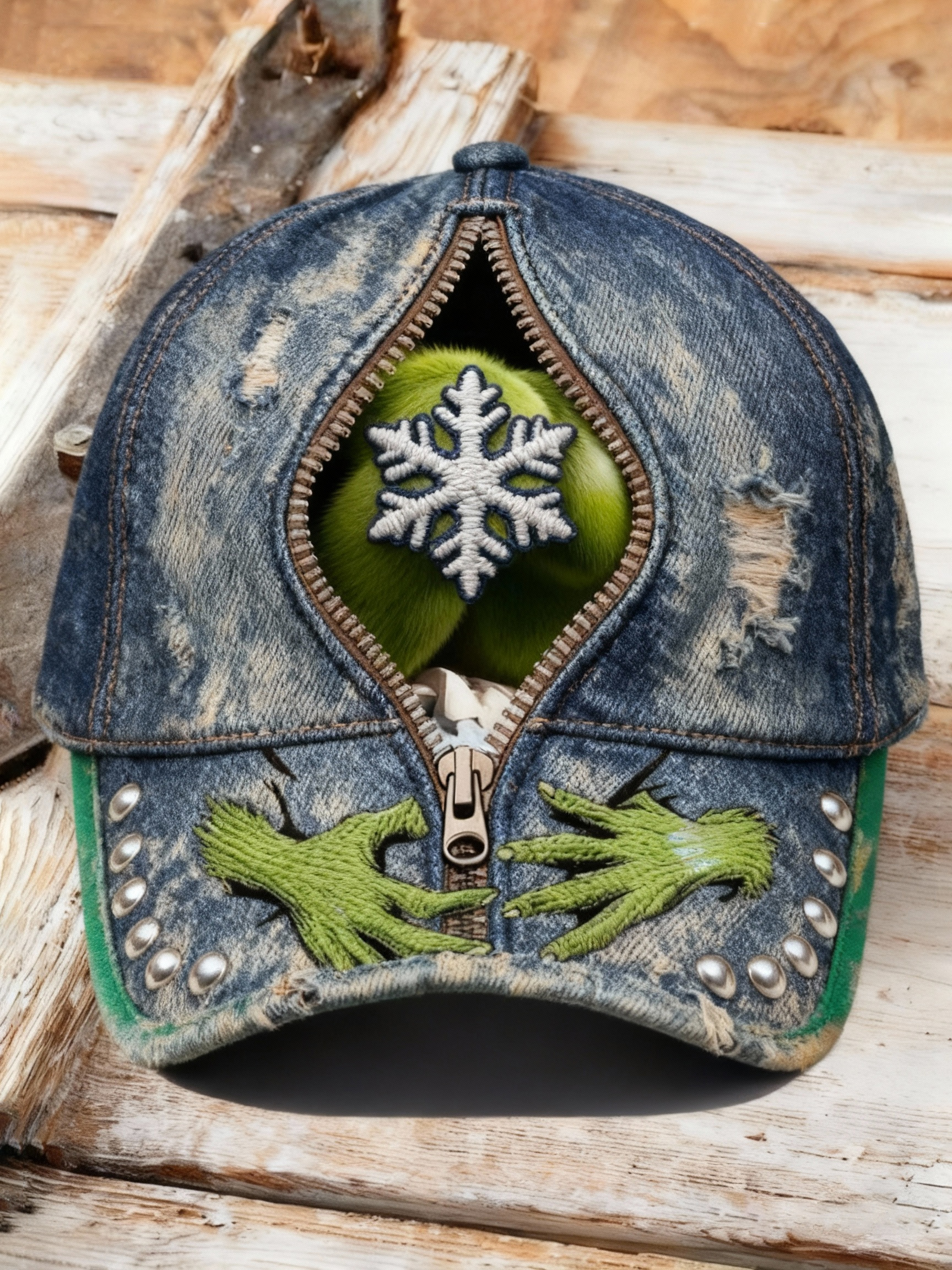 Unisex Vintage Distressed Washed Funny Christmas Hat