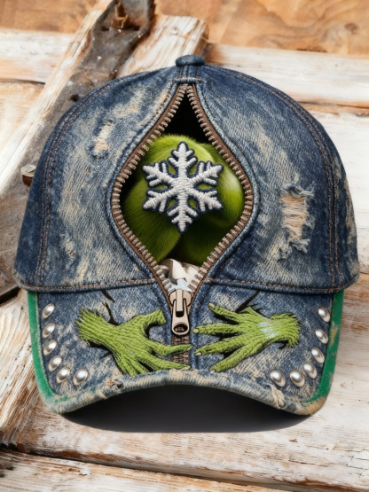 Unisex Vintage Distressed Washed Funny Christmas Hat