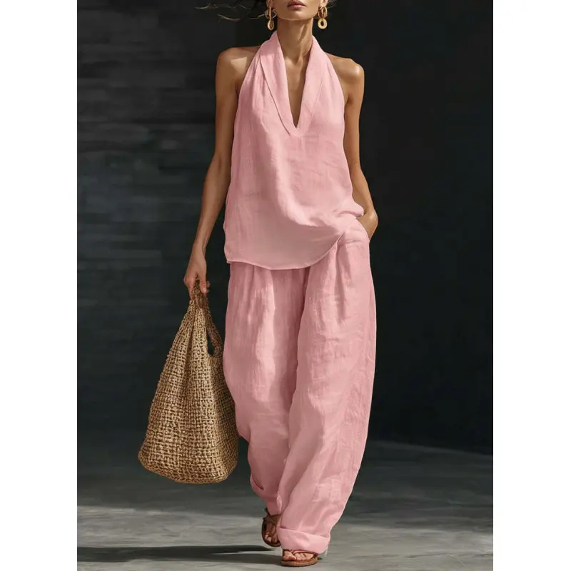 Women's Boho Linen Two Piece Set
