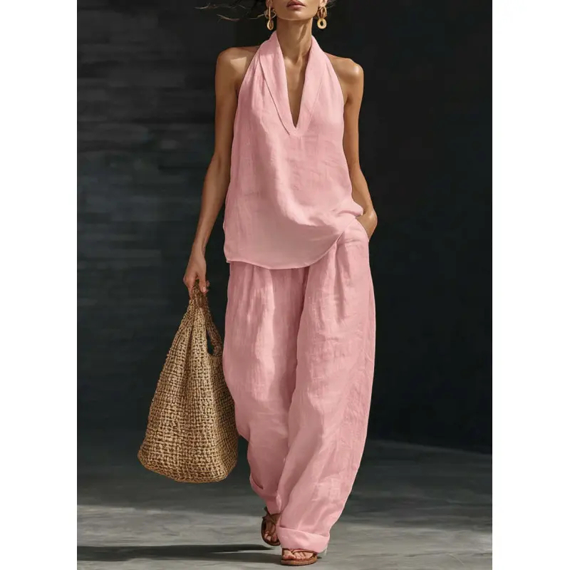 Women's Boho Linen Two Piece Set