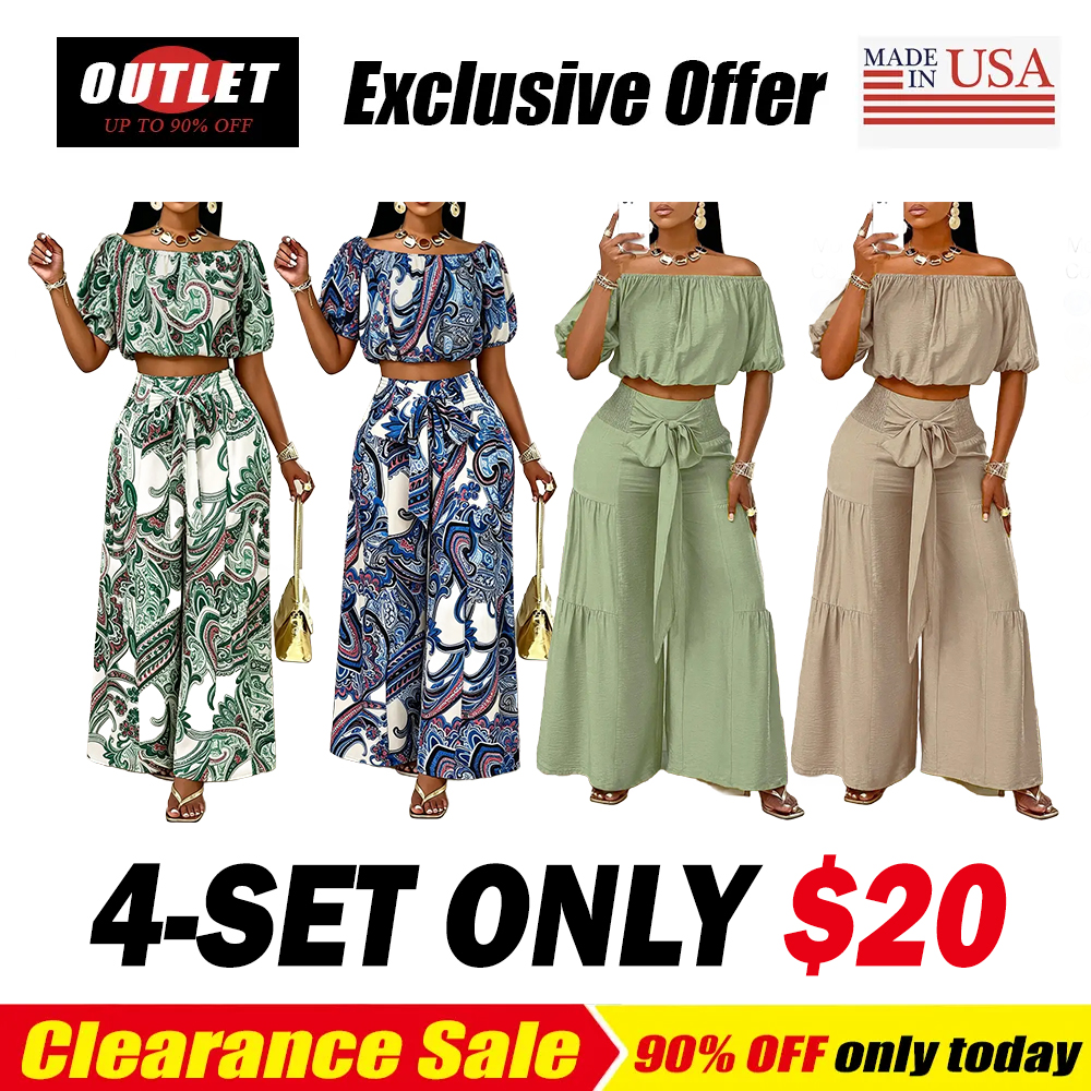Women's Vintage Paisley Print Aesthetic Vacation Two-Piece Sets