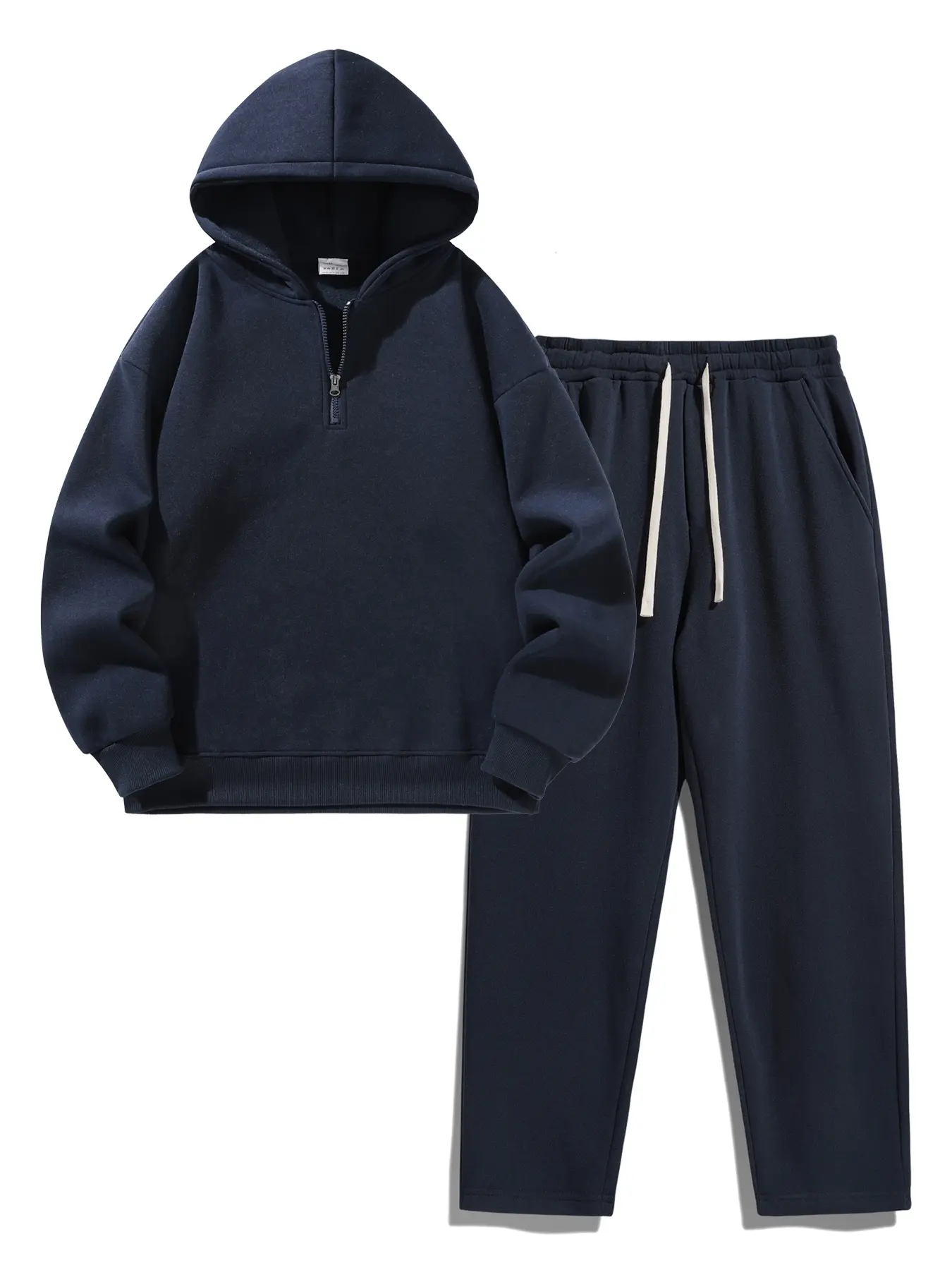 Men's Plain Basic Regular Fit Casual Drop Shoulder Half Zip Zippers Sweatsuit Set