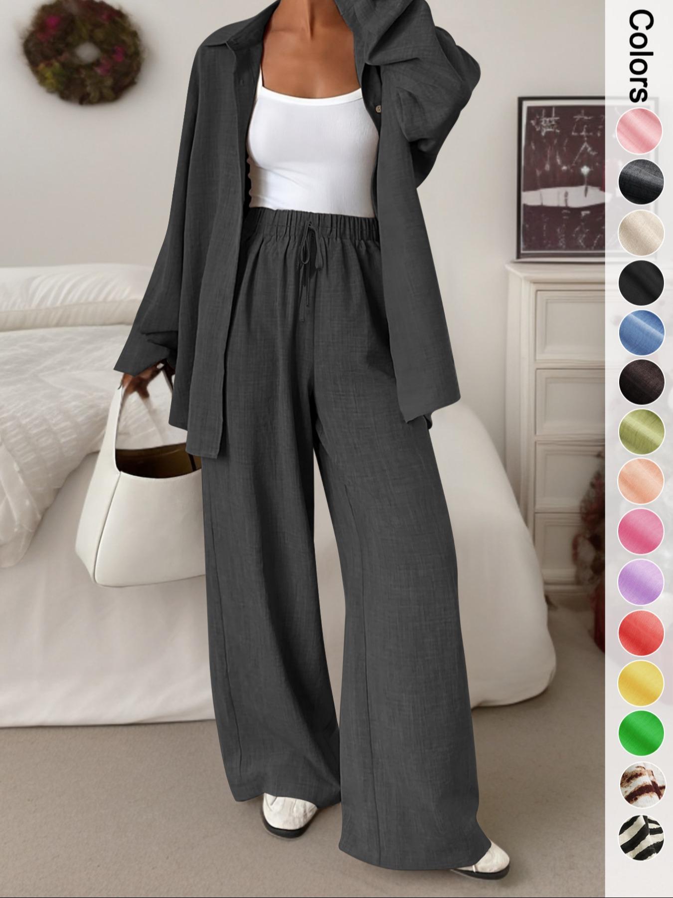 Women's Casual Sporty Shirt and Long Pants Set