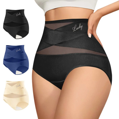Women's Cross-Mesh Panel High-Waist Panties 