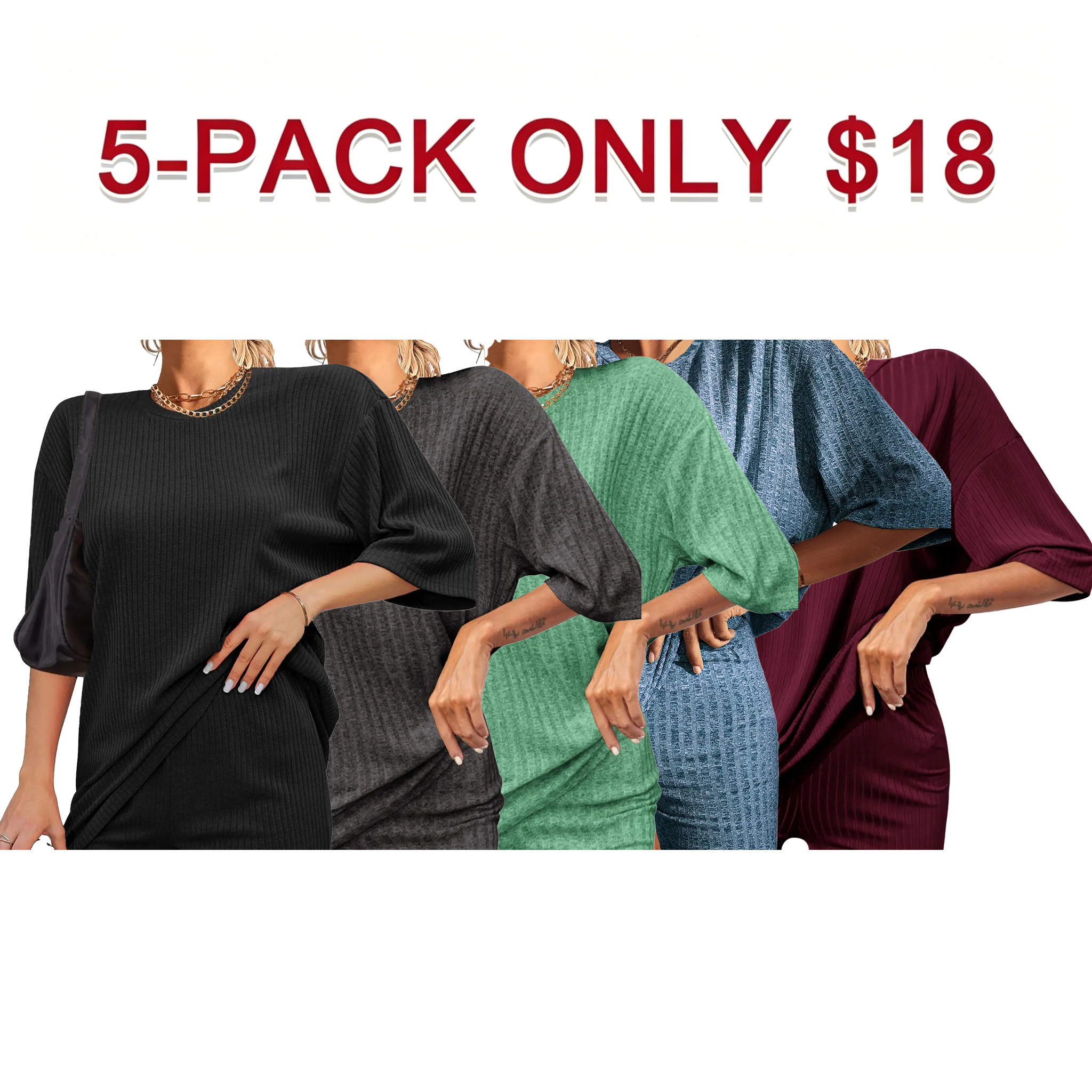 Women's Breathable Ribbed set (Stretchy Tee & Bike Shorts) 