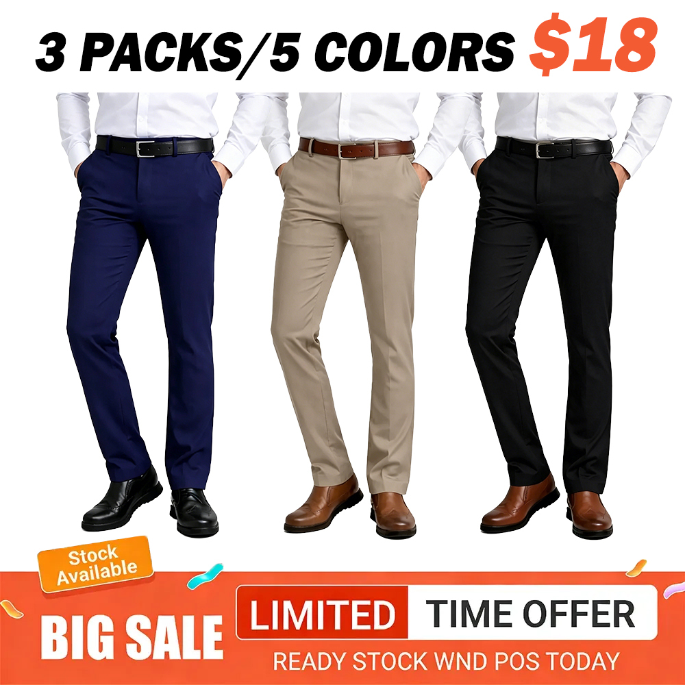Men's Flex Stretch Slim Fit Dress Pants 