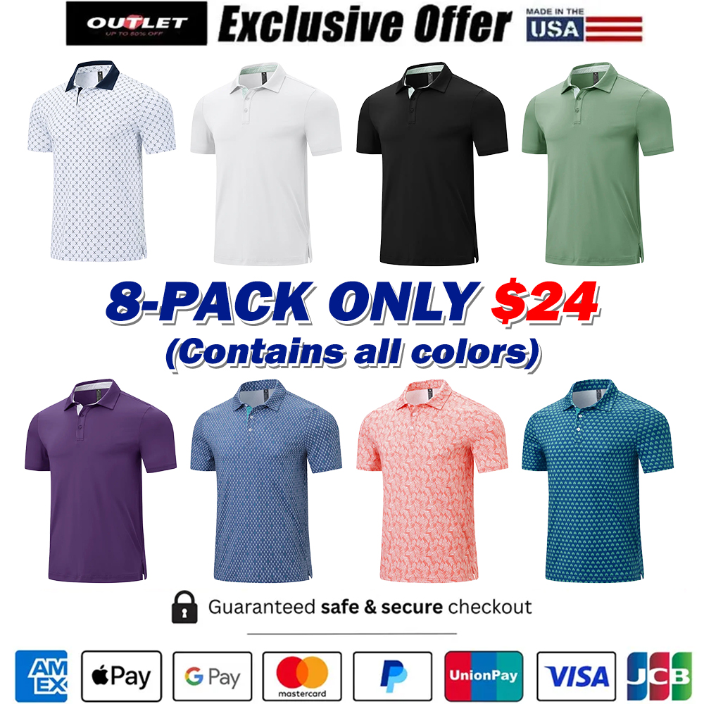 Men's Classic 3-Button Moisture Wicking Athletic Short Sleeve Golf Polo 
