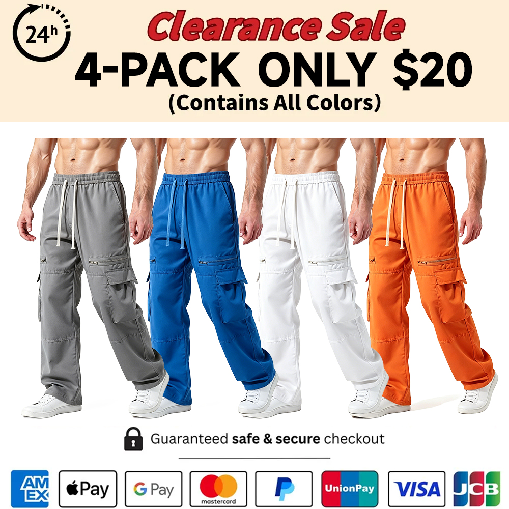 Men's Functional Side Zip Pockets and Adjustable Drawstring Regular Fit Cargo Pant