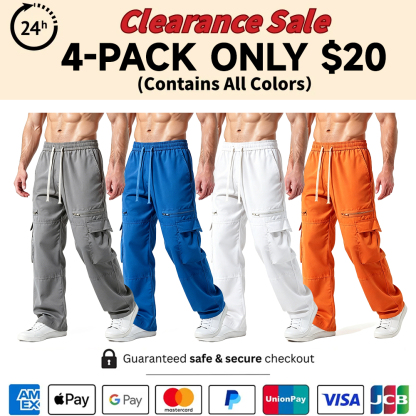 Men's Functional Side Zip Pockets and Adjustable Drawstring Regular Fit Cargo Pant