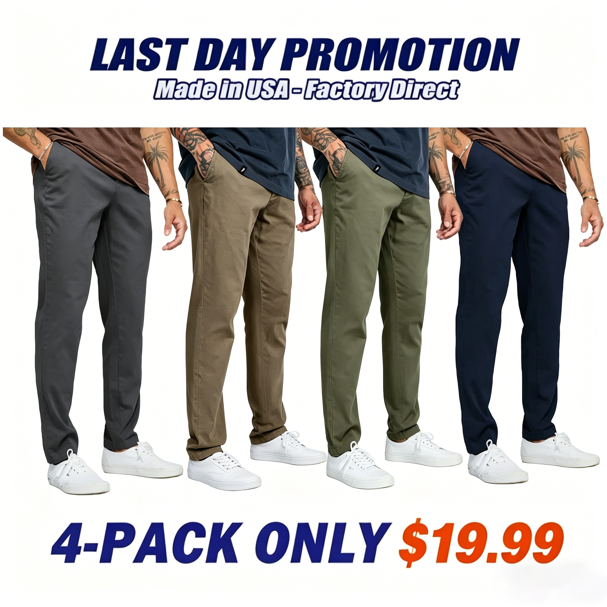 Men's Casual Stretch Twill Cotton Chino Pants