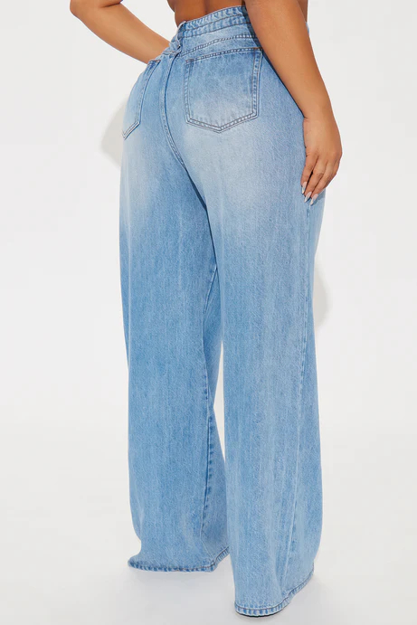 Beachfront Drapey Wide Leg Jeans - Vintage Wash