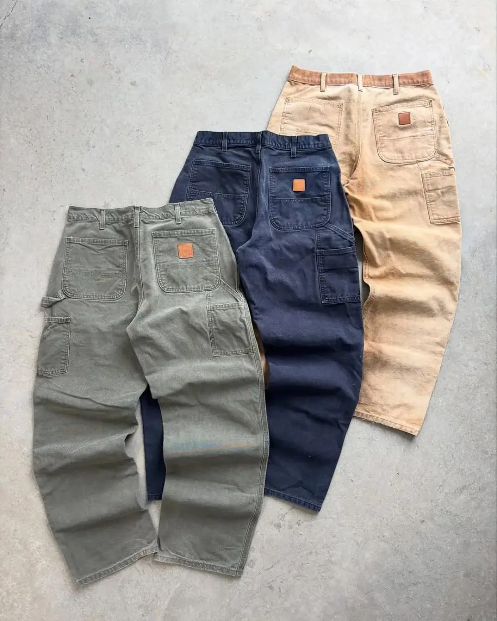 Men's 4-PACK Loose Fit Washed Duck Double-Front Utility Work Pant Double Knee Jean