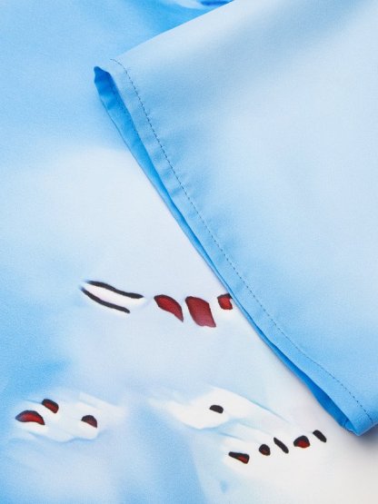 Gradient Pattern Loose Lapel Collar Vacation Dress