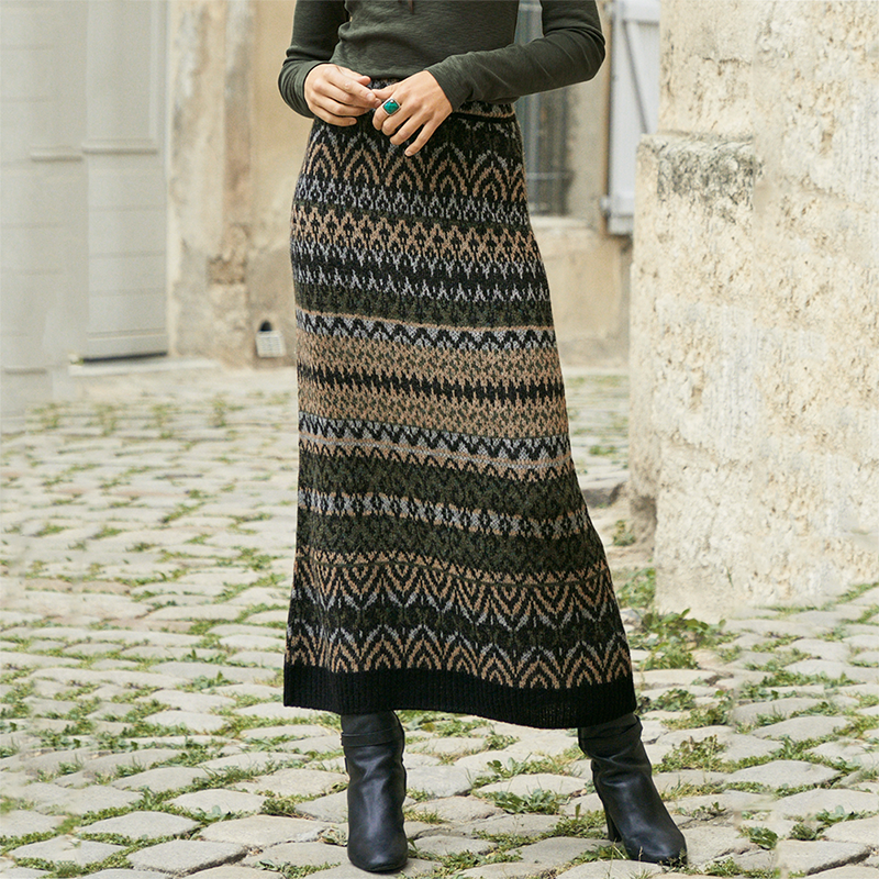 Vintage Geometric Wave Print Skirt