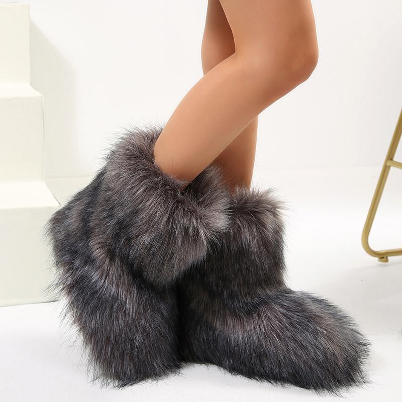 Trendy winter boots for women: Cute spicy girl furry Shoes, warm mid-length boots with personalized style. Perfect for snow