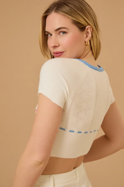 Thea Floral Pointelle Top