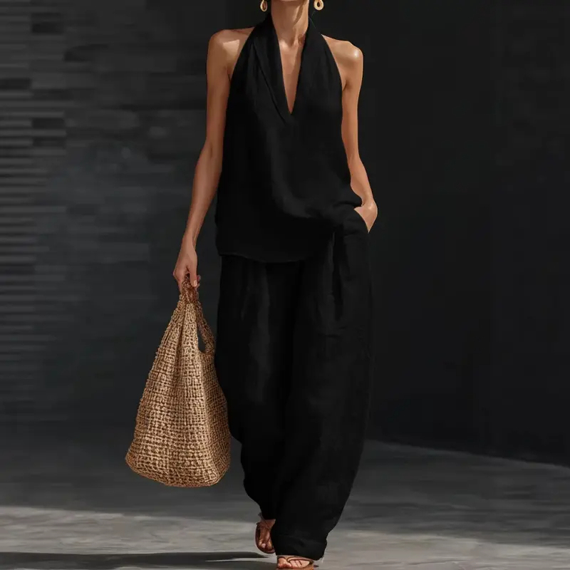 Women's Boho Linen Two Piece Set