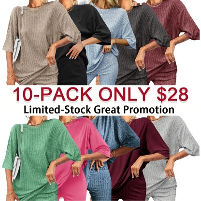 Women's Breathable Ribbed set (Stretchy Tee & Bike Shorts) 