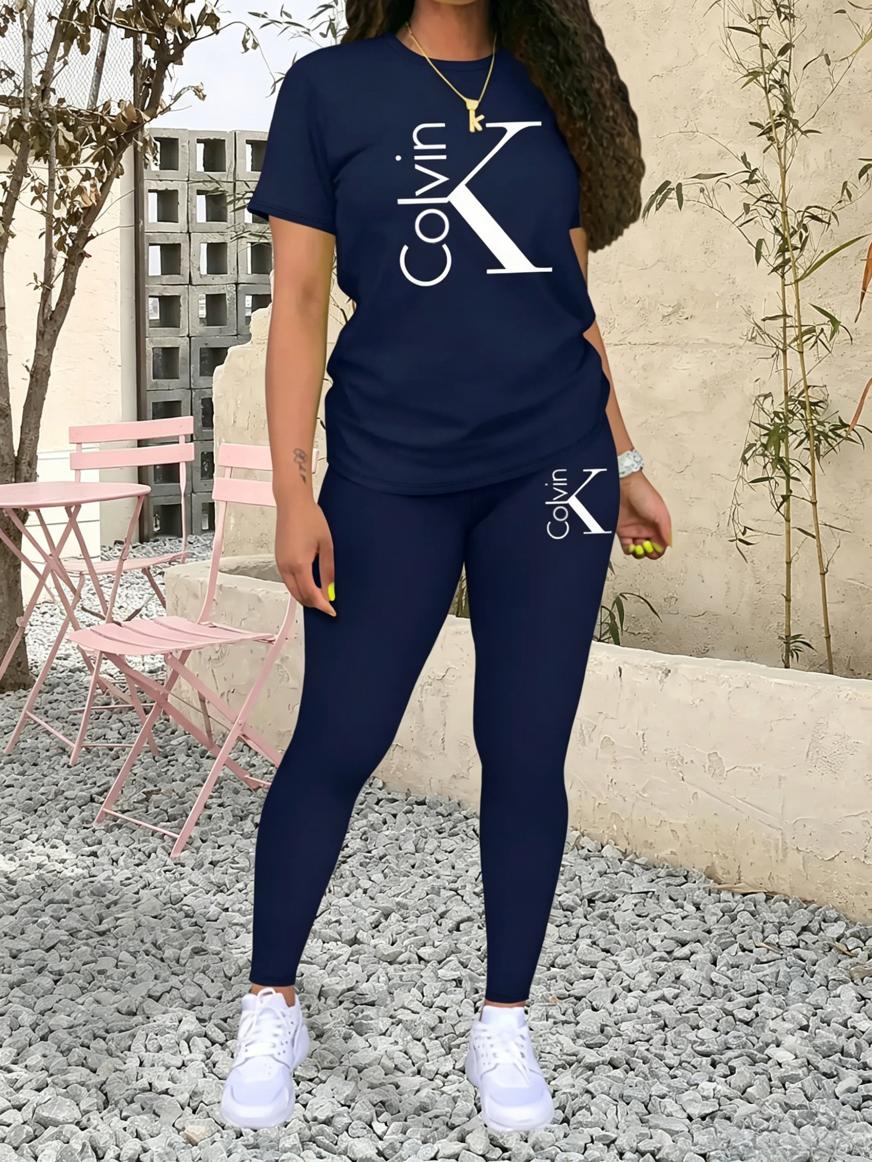 Women's Letter printing Casual Sporty Two-Piece Set
