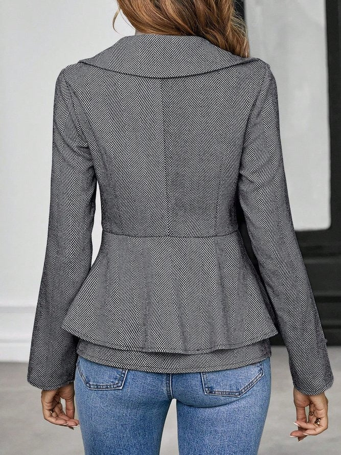 Grey Plain Long Sleeve Outerwear