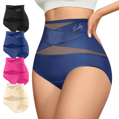 Women's Cross-Mesh Panel High-Waist Panties 