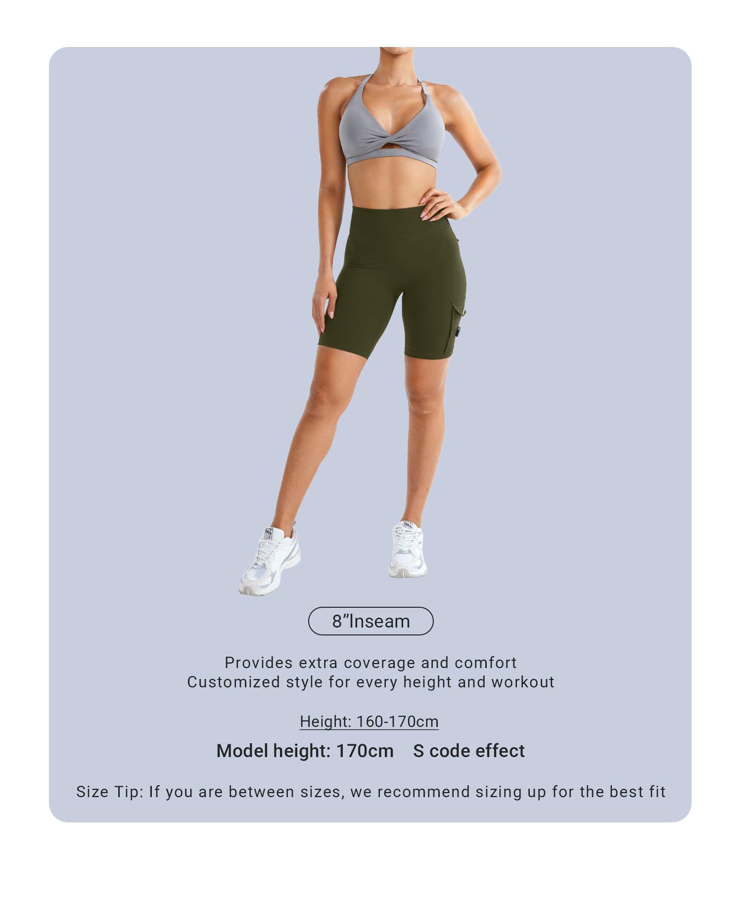 YEOREO CoreFlex Women's Workout Biker Shorts with Cargo Pockets Hidden Scrunch High Waisted 8" Inseam Gym Shorts for Summer Squat-Proof & Comfortable Fit