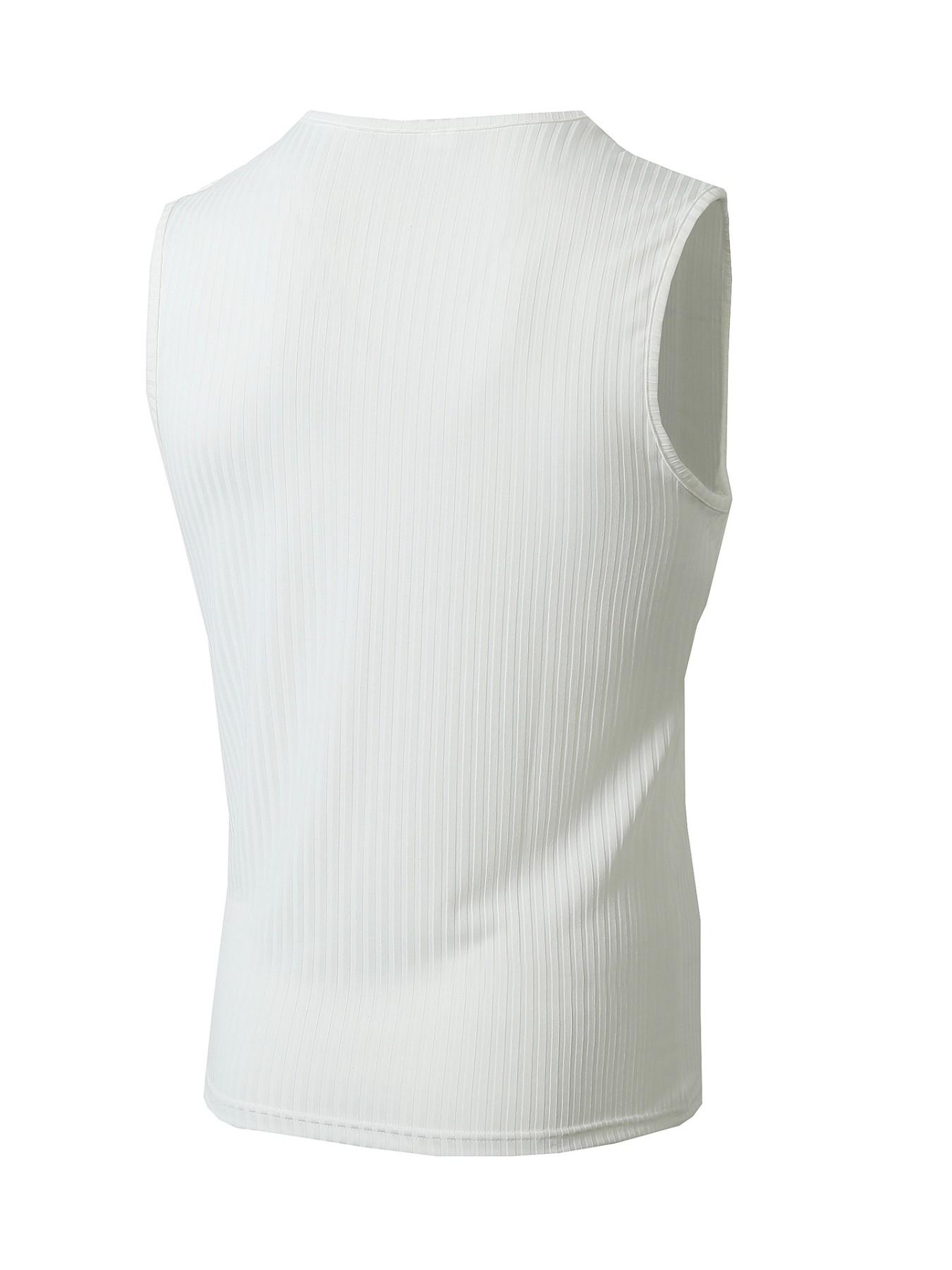 Men's Spring ＆ Summer Outfits Plain V Neck Sleeveless Pullover Vest T-Shirt for Daliy Wear, Gym Wear Ribbed Texture, Casual Sporty Versatile Wear, Must-Have for Men's Wardrobe, Sleeveless Sports Vest, Workout Vest, Fitness Workout Vest