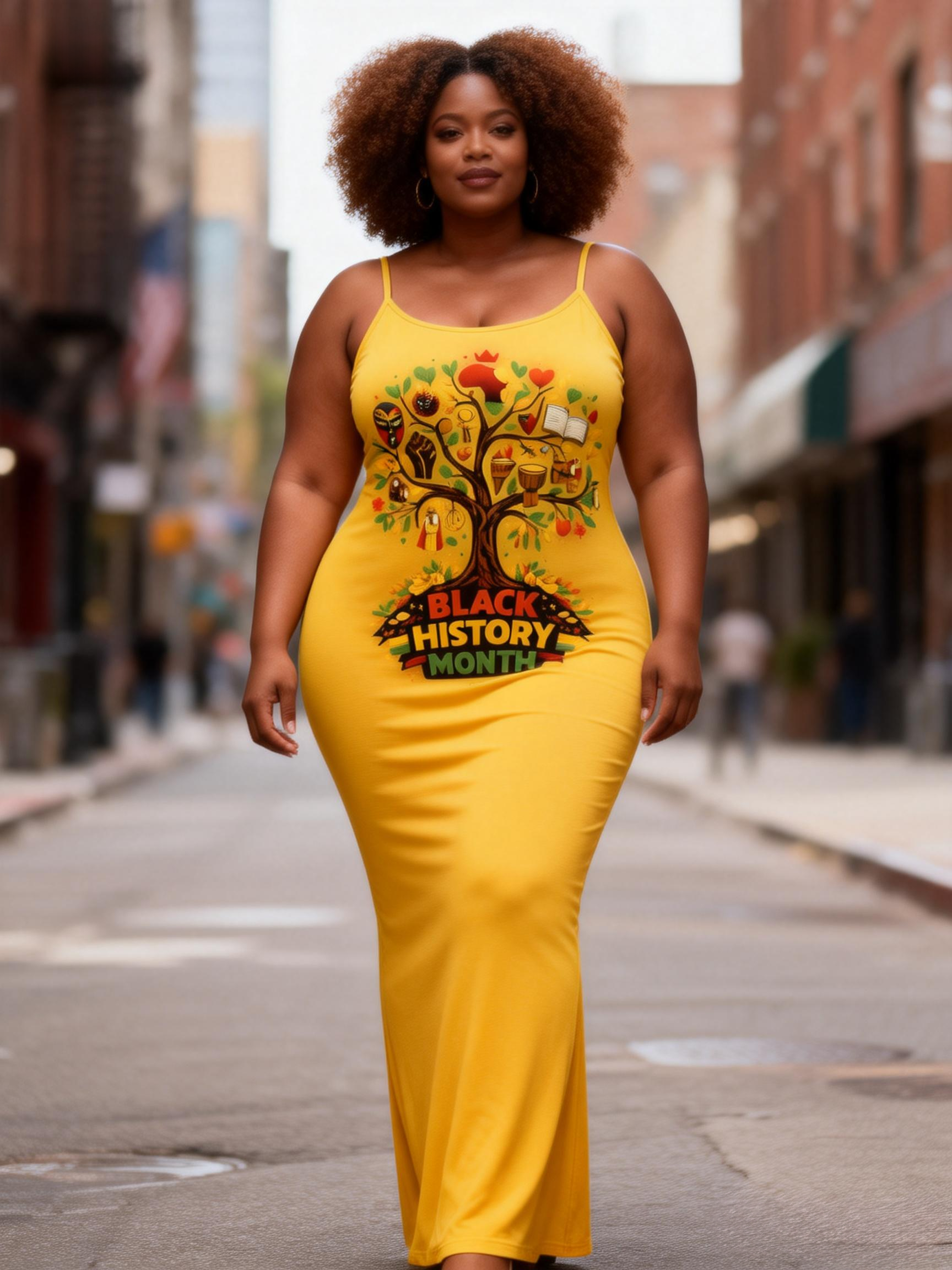 Women's Black History Month Tree of Life Cami Maxi Dress