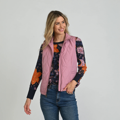 Quilted Zip Front Solid Vest
