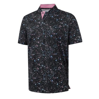 Men's Performance Dry Fit Stretch Henley Printed Golf Shirt