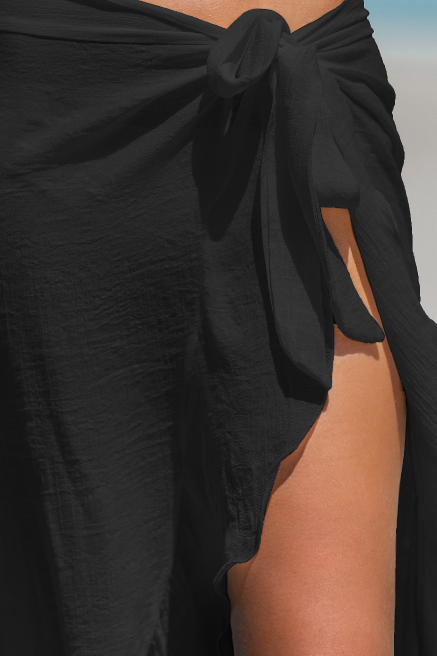 Black Side Tie Midi Sarong