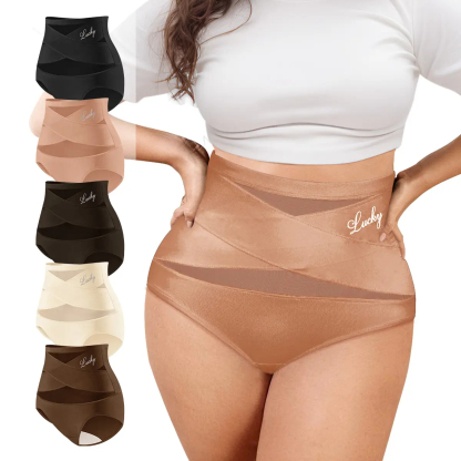 Women's Cross-Mesh Panel High-Waist Panties 