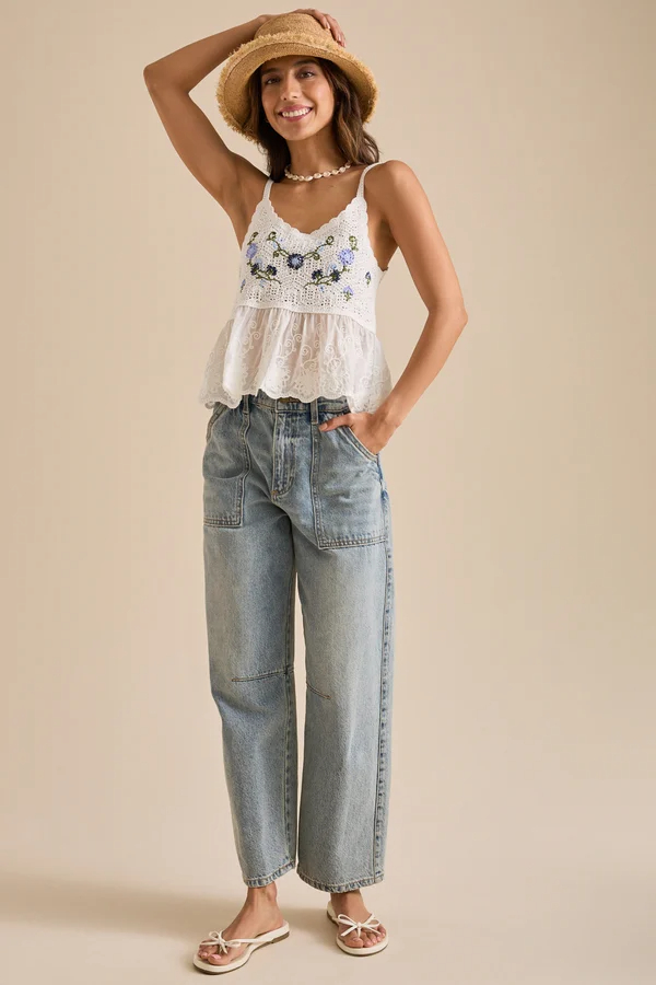 Avery Crochet Peplum Top