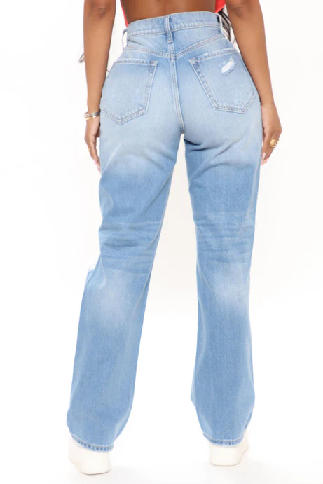 One And Only Ultra High Rise Ripped Boyfriend Jeans - Medium Blue Wash