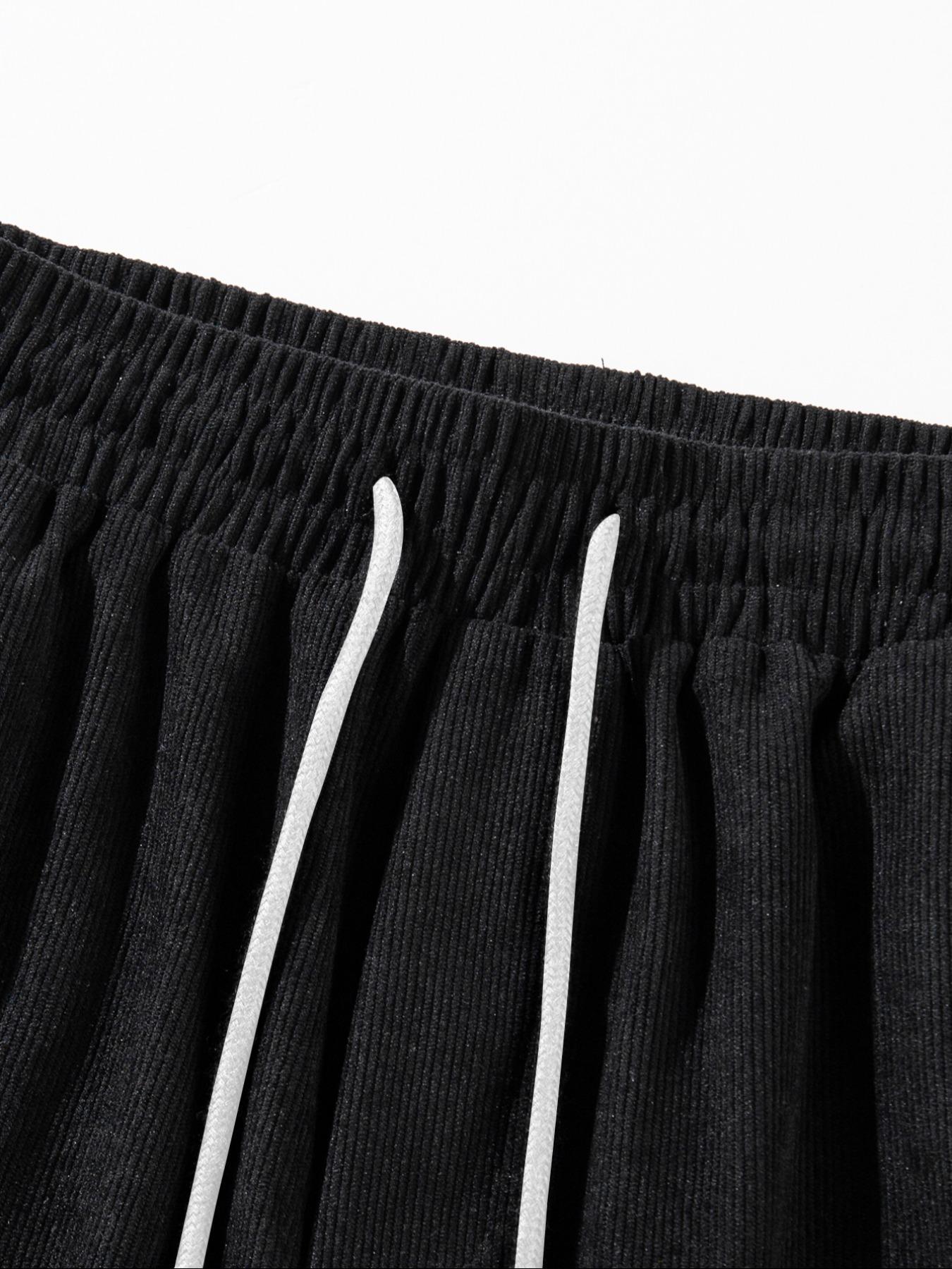 Men's Solid Patched Drawstring Waist Shorts, Regular Fit Casual Pocket Elastic Waist Shorts for Summer, Men's Bottoms for Daily Wear Men's Solid Patched Drawstring Waist Shorts, Regular Fit Casual Pocket Elastic Waist Shorts for Summer, Men's Bottoms for Daily Wear