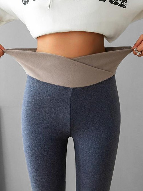 Knitted Tight Plain Casual Leggings