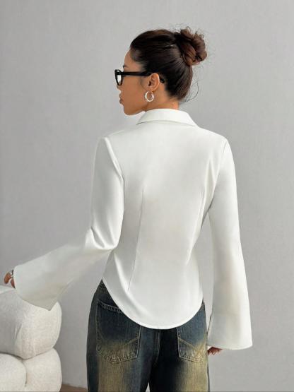 Women's Slim-Fit Button-Down Long-Sleeved Casual Shirts